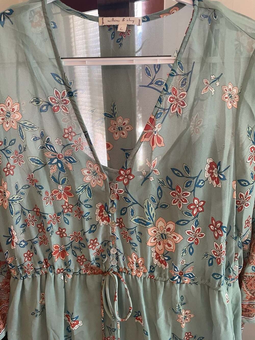 Willow & Clay Sage Green Floral Paisley Border Print Maxi Dress